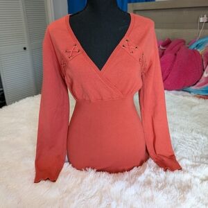 Burnt Orange Long sleeve with lace up detail